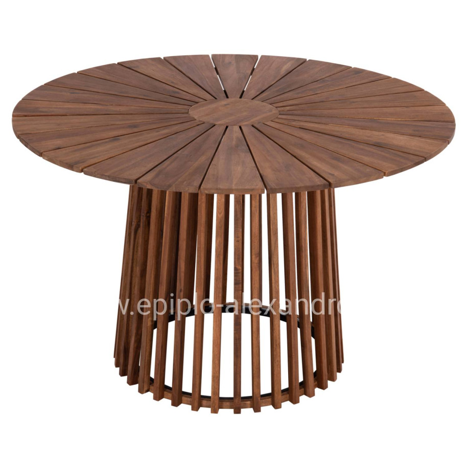 OUTDOOR DINING TABLE CRISTOBAL HM6234 ACACIA WOOD-METAL Φ120x76Hcm.