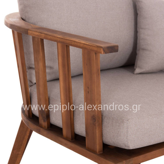 OUTDOOR LOUNGE SET 4PCS HARRA HM6236 ACACIA WOOD IN NATURAL--CUSHIONS IN GREY