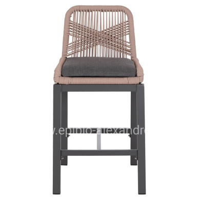 BAR STOOL MEDIUM HEIGHT HOWARD HM5791.21 ALUMINUM IN ANTHRACITE--BEIGE ROPE 47.5x55x94.5Hcm.
