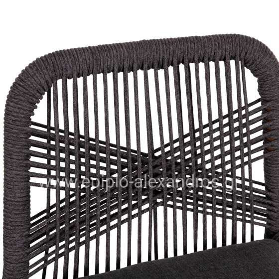 BAR STOOL MEDIUM HEIGHT HOWARD HM5791.22 ALUMINUM IN BROWN--DARK GREY ROPE 47.5x55x94.5Hcm.