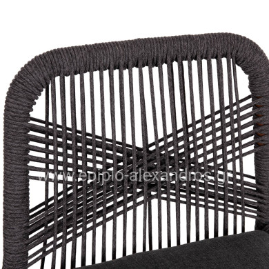 BAR STOOL MEDIUM HEIGHT HOWARD HM5791.22 ALUMINUM IN BROWN--DARK GREY ROPE 47.5x55x94.5Hcm.