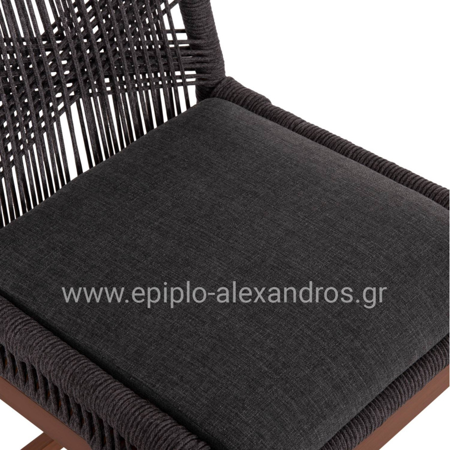 BAR STOOL MEDIUM HEIGHT HOWARD HM5791.22 ALUMINUM IN BROWN--DARK GREY ROPE 47.5x55x94.5Hcm.