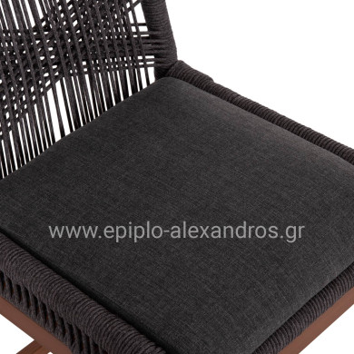 BAR STOOL MEDIUM HEIGHT HOWARD HM5791.22 ALUMINUM IN BROWN--DARK GREY ROPE 47.5x55x94.5Hcm.