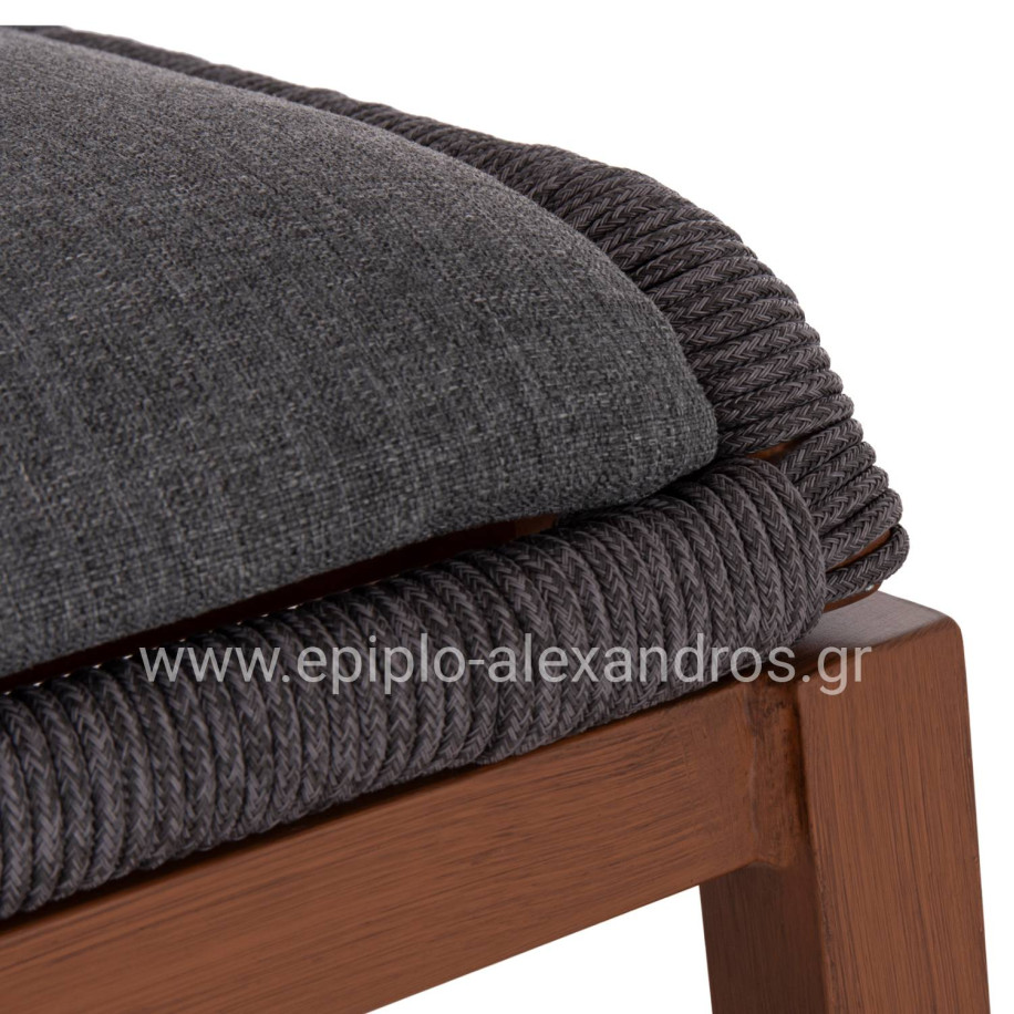 BAR STOOL MEDIUM HEIGHT HOWARD HM5791.22 ALUMINUM IN BROWN--DARK GREY ROPE 47.5x55x94.5Hcm.