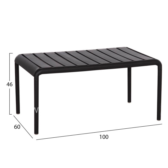 OUTDOOR COFFEE TABLE KORVER HM6334.02 POLYPROPYLENE IN BLACK 100x60x46Hcm.