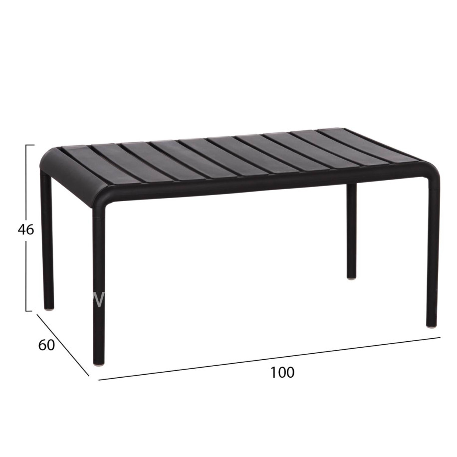OUTDOOR COFFEE TABLE KORVER HM6334.02 POLYPROPYLENE IN BLACK 100x60x46Hcm.