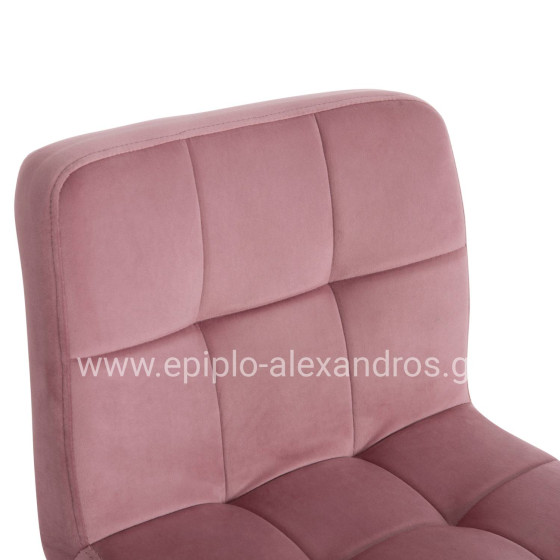 BAR STOOL SWIVELING DIANA HM202.42 DUSTY PINK VELVET--BLACK MATTE METAL 44x52x109Hcm.