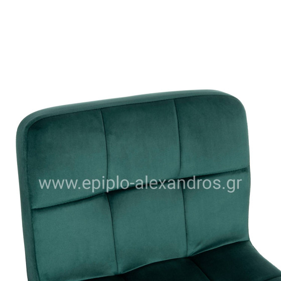 BAR STOOL SWIVELING DIANA HM202.43 CYPRESS GREEN VELVET--BLACK MATTE METAL 44x52x109Hcm.