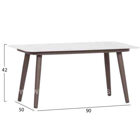 OUTDOOR LOUNGE 4PCS SET FREJA HM6057.04 ALUMINUM IN CAPPUCCINO-PE RATTAN & CUSHIONS IN BEIGE