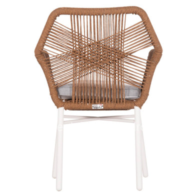 DINING ARMCHAIR TOPIN HM6048.11 ALUMINUM WHITE-P.E. RATTAN BEIGE 59x63x81Hcm