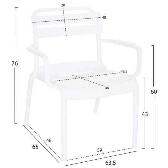 POLYPROPYLENE LOUNGE ARMCHAIR KORVER HM6333.01 WHITE 63.5x65x76Hcm.