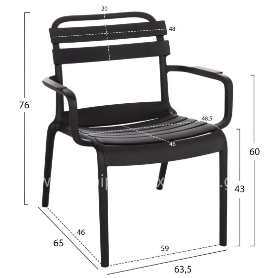 POLYPROPYLENE LOUNGE ARMCHAIR KORVER HM6333.02 BLACK 63.5x65x76Hcm.