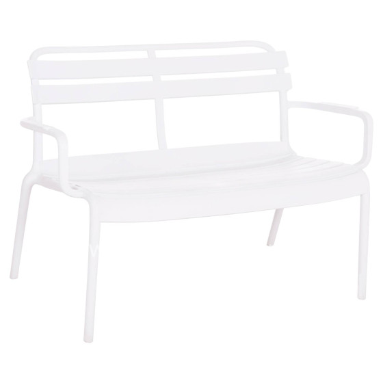 POLYPROPYLENE 2-SEATER BENCH KORVER HM6332.01 WHITE 113x65x76Hcm.