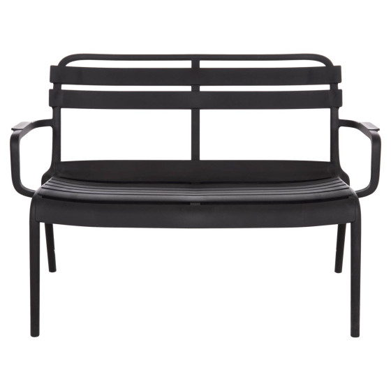 POLYPROPYLENE 2-SEATER BENCH KORVER HM6332.02 BLACK 113x65x76Hcm.