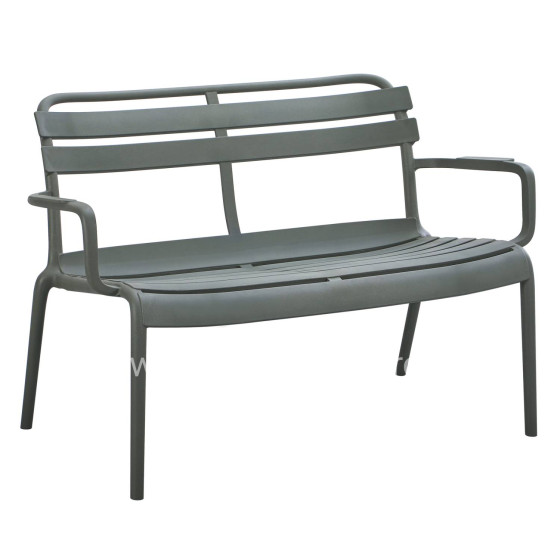 POLYPROPYLENE 2-SEATER BENCH KORVER HM6332.05 DARK OLIVE GREEN 113x65x76Hcm.