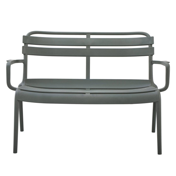 POLYPROPYLENE 2-SEATER BENCH KORVER HM6332.05 DARK OLIVE GREEN 113x65x76Hcm.