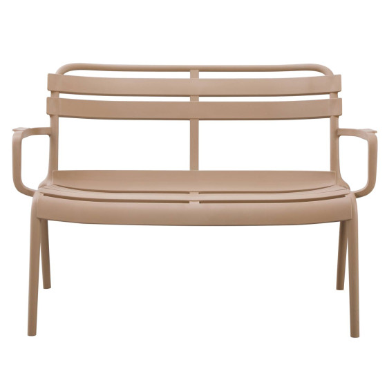 POLYPROPYLENE 2-SEATER BENCH KORVER HM6332.04 CAPPUCCINO 113x65x76Hcm.