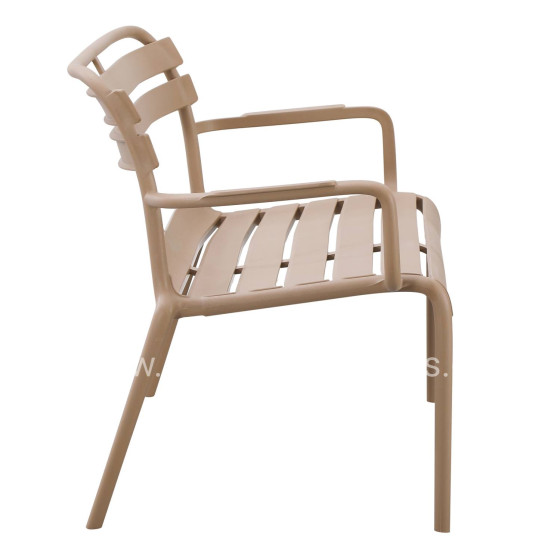 POLYPROPYLENE 2-SEATER BENCH KORVER HM6332.04 CAPPUCCINO 113x65x76Hcm.