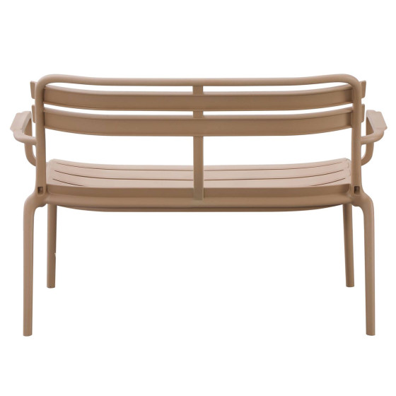 POLYPROPYLENE 2-SEATER BENCH KORVER HM6332.04 CAPPUCCINO 113x65x76Hcm.