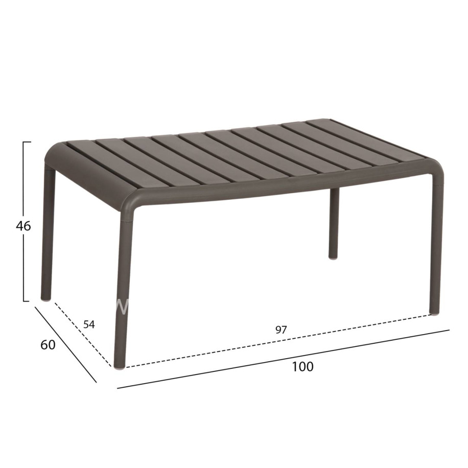 OUTDOOR COFFEE TABLE KORVER HM6334.05 POLYPROPYLENE IN DARK OLIVE 100x60x46Hcm.