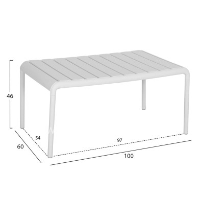 OUTDOOR COFFEE TABLE KORVER HM6334.01 POLYPROPYLENE IN WHITE 100x60x46Hcm.