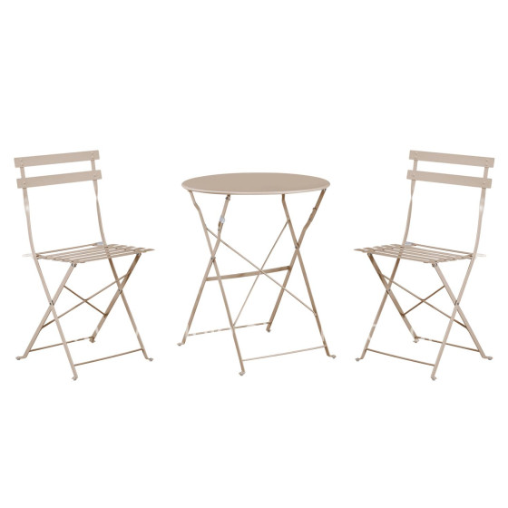 DINING SET 3PCS FOLDABLE SOPHIE HM21118.04 METALLIC IN CAPPUCCINO COLOR