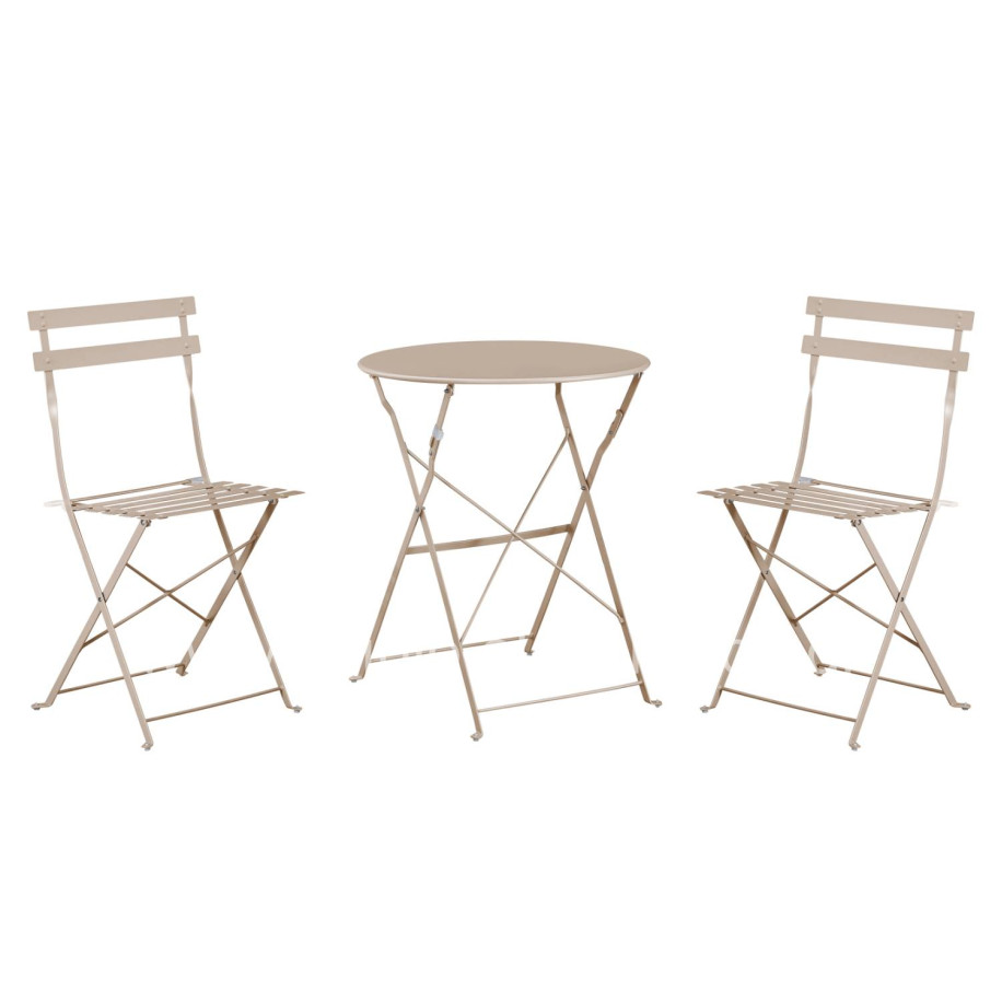 DINING SET 3PCS FOLDABLE SOPHIE HM21118.04 METALLIC IN CAPPUCCINO COLOR