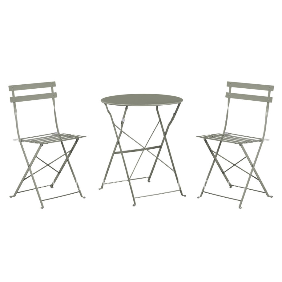 DINING SET 3PCS FOLDABLE SOPHIE HM21118.05 METALLIC IN DARK OLIVE COLOR
