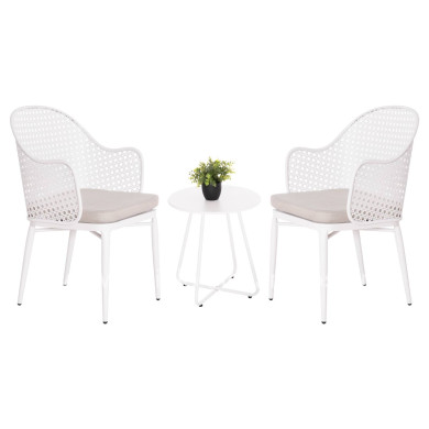 OUTDOOR LOUNGE SET 3PCS OREGO HM21107.02 ALUMINUM & METAL IN WHITE COLOR