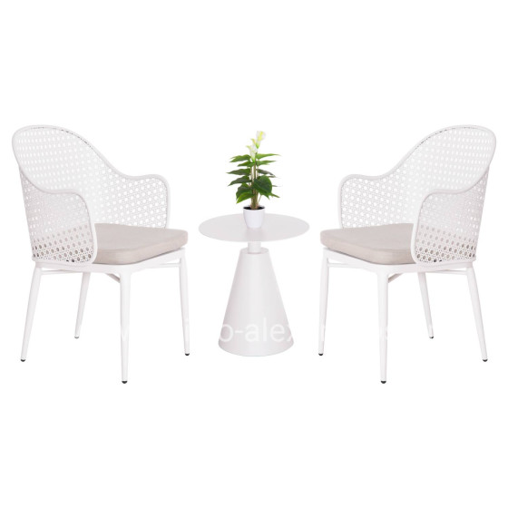 OUTDOOR LOUNGE SET 3PCS OREGO HM21106.02 ALUMINUM IN WHITE COLOR