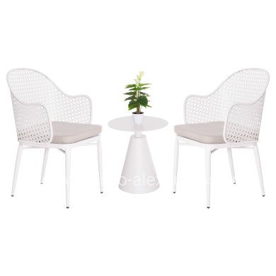 OUTDOOR LOUNGE SET 3PCS OREGO HM21106.02 ALUMINUM IN WHITE COLOR