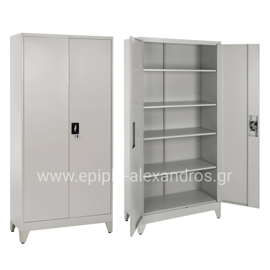 WARDROBE METALLIC DURON HM12001 2-LEAF WITH 5 STORAGE SPACES & LEGS-GREY 90Χ40Χ190Hcm.