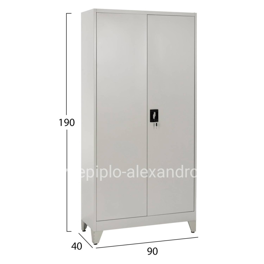 WARDROBE METALLIC DURON HM12001 2-LEAF WITH 5 STORAGE SPACES & LEGS-GREY 90Χ40Χ190Hcm.