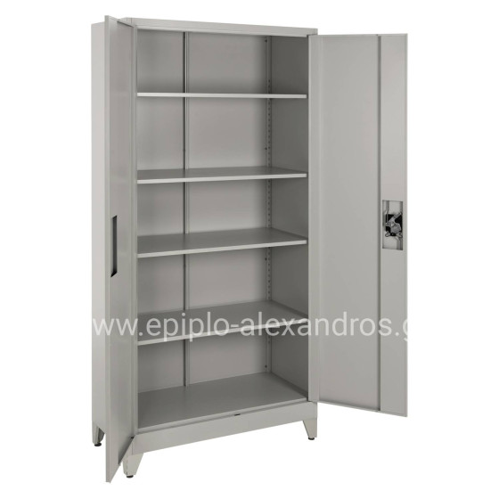 WARDROBE METALLIC DURON HM12001 2-LEAF WITH 5 STORAGE SPACES & LEGS-GREY 90Χ40Χ190Hcm.