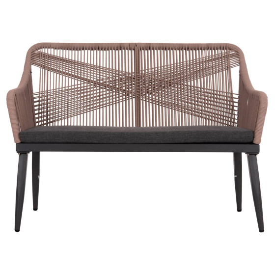 OUTDOOR SOFA 2-SEATER MYRTIA HM5550.12 ALUMINUM IN ANTHRACITE--TESLIN ROPE IN BEIGE 123x61x90Hcm.