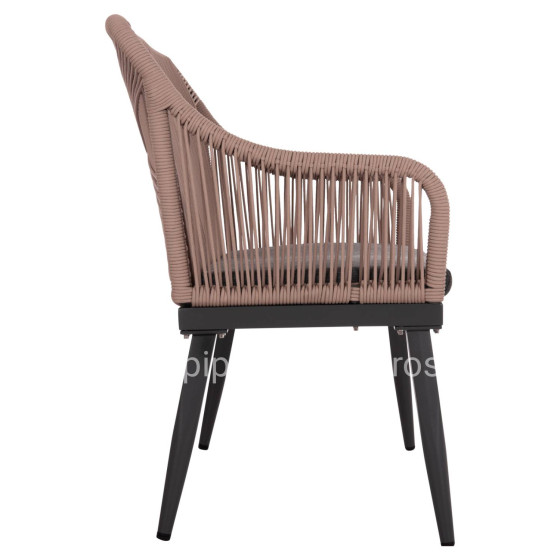 OUTDOOR SOFA 2-SEATER MYRTIA HM5550.12 ALUMINUM IN ANTHRACITE--TESLIN ROPE IN BEIGE 123x61x90Hcm.