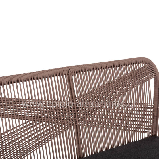 OUTDOOR SOFA 2-SEATER MYRTIA HM5550.12 ALUMINUM IN ANTHRACITE--TESLIN ROPE IN BEIGE 123x61x90Hcm.