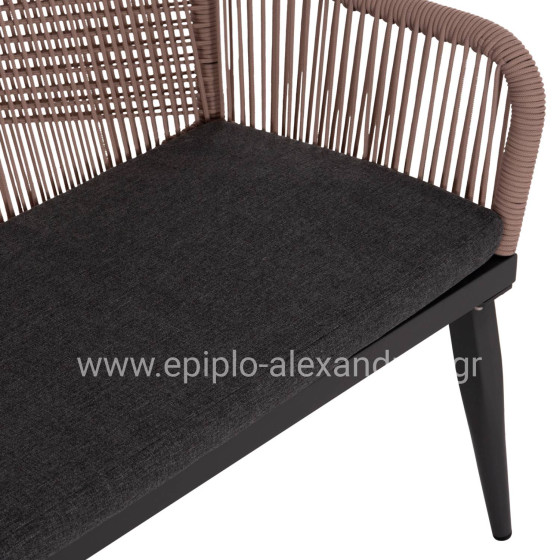 ΚΑΝΑΠΕΣ 2ΘΕΣΙΟΣ MYRTIA HM5550.12 AΛΟΥΜΙΝΙΟ ΑΝΘΡΑΚΙ--ΜΠΕΖ TESLIN ΣΧΟΙΝΙ 123x61x90Υεκ.