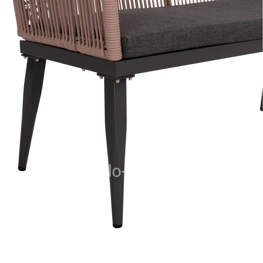 OUTDOOR SOFA 2-SEATER MYRTIA HM5550.12 ALUMINUM IN ANTHRACITE--TESLIN ROPE IN BEIGE 123x61x90Hcm.