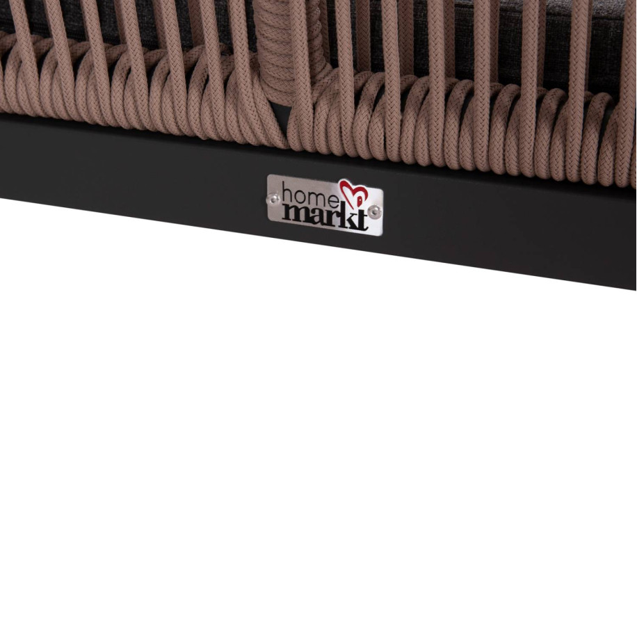 OUTDOOR SOFA 2-SEATER MYRTIA HM5550.12 ALUMINUM IN ANTHRACITE--TESLIN ROPE IN BEIGE 123x61x90Hcm.