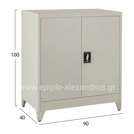 CLOSET METALLIC DURON HM11999 2-LEAF WITH 2 STORAGE SPACES & LEGS-GREY 90Χ40Χ100Hcm.