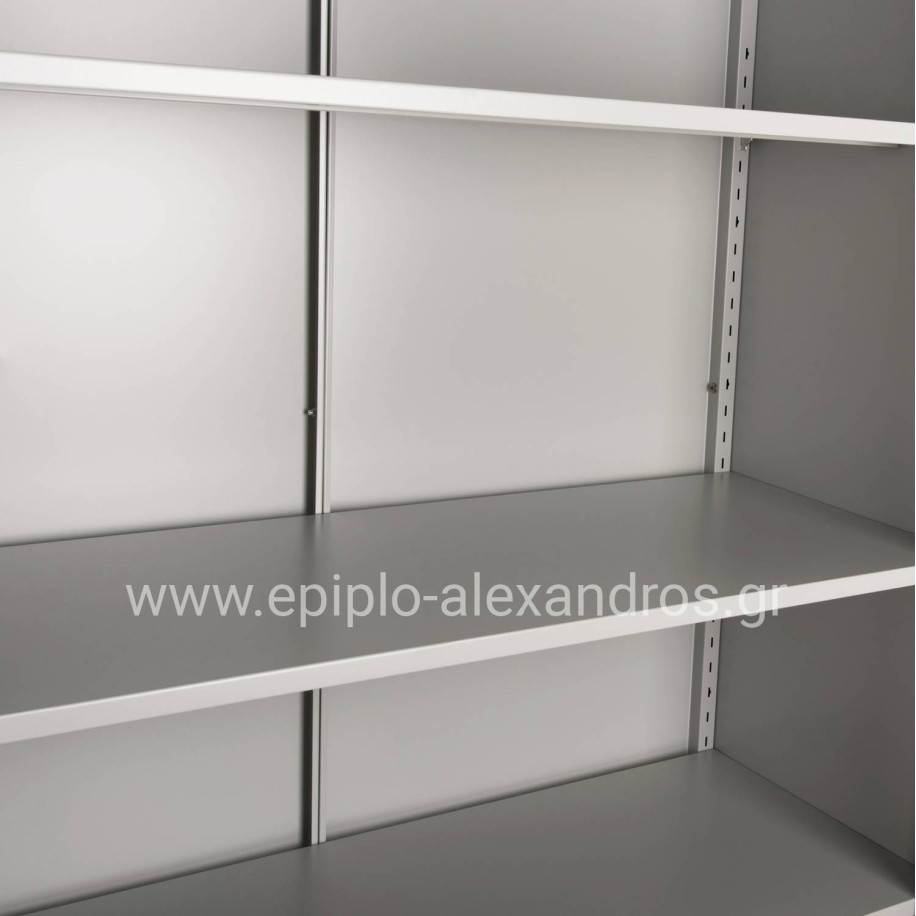 WARDROBE METALLIC WITH LEGS CLOD HM11998 2-LEAF WITH DIVIDER- LIGHT GREY 90Χ40Χ190Hcm.