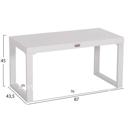 SUNLOUNGER SIDE TABLE SENTRY HM6275.01 ALUMINUM IN WHITE 87x43,5x45Hcm.