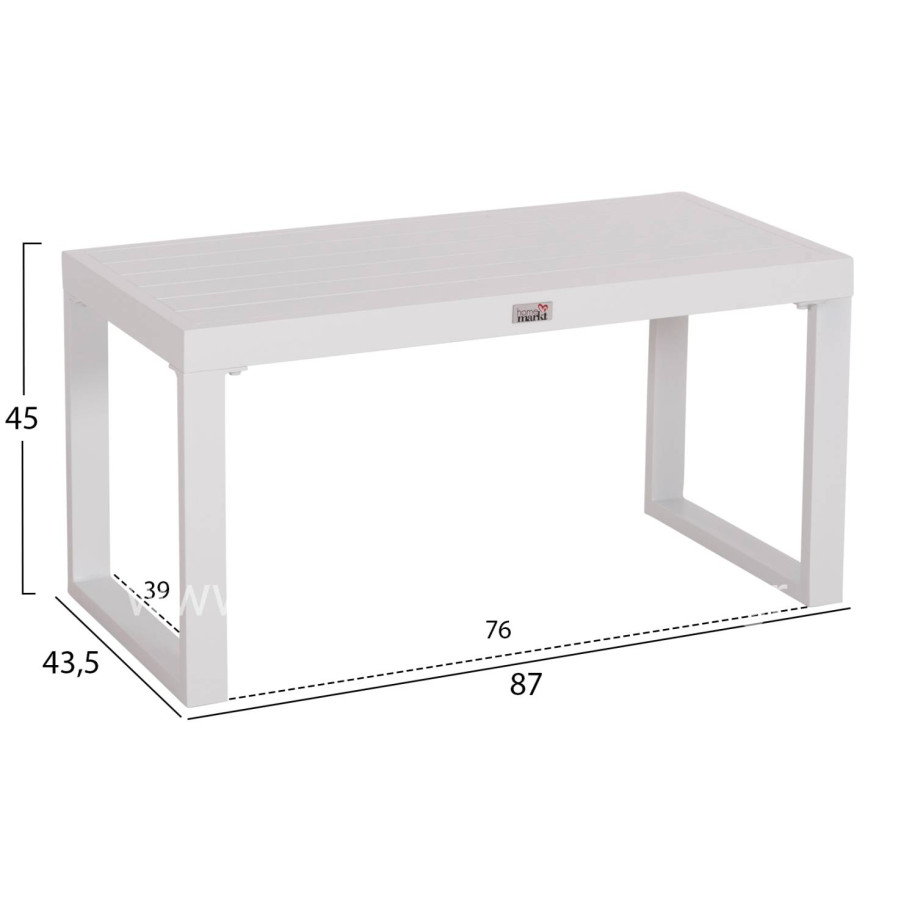 SUNLOUNGER SIDE TABLE SENTRY HM6275.01 ALUMINUM IN WHITE 87x43,5x45Hcm.