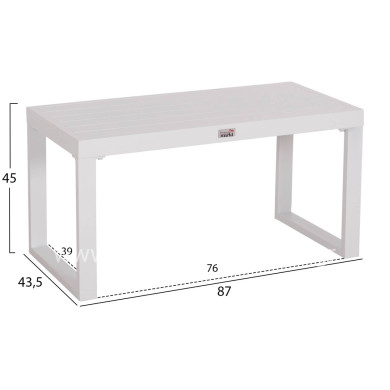 SUNLOUNGER SIDE TABLE SENTRY HM6275.01 ALUMINUM IN WHITE 87x43,5x45Hcm.
