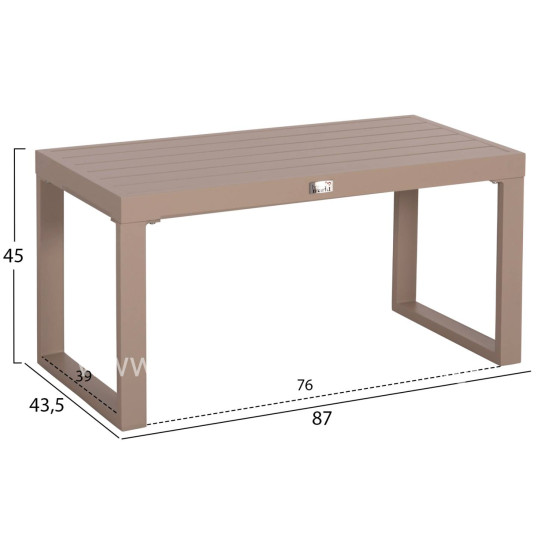 SUNLOUNGER SIDE TABLE SENTRY HM6275.04 ALUMINUM IN CAPPUCCINO 87x43,5x45Hcm.