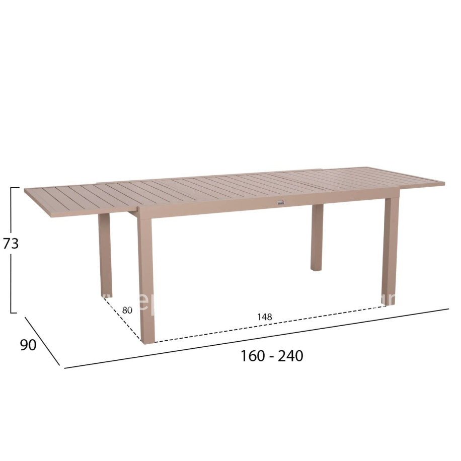 EXTENDABLE DINING TABLE KRUM HM6277.04 ALUMINUM IN CAPPUCCINO 160-240x90x73Hcm.