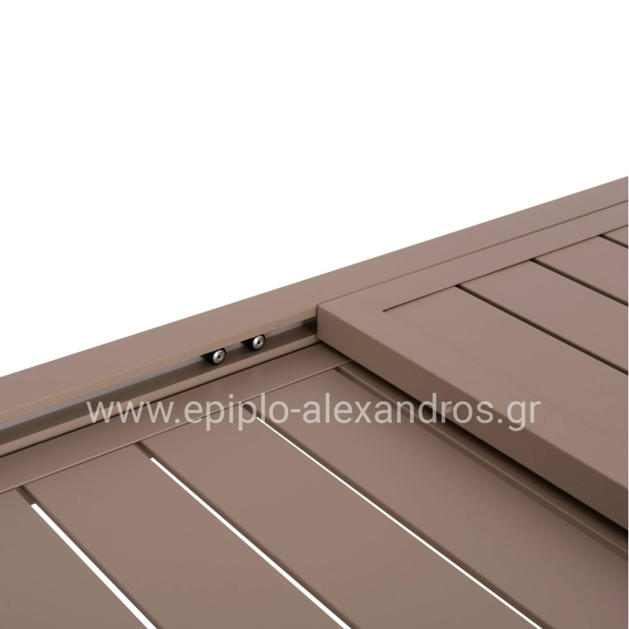 EXTENDABLE DINING TABLE KRUM HM6277.04 ALUMINUM IN CAPPUCCINO 160-240x90x73Hcm.