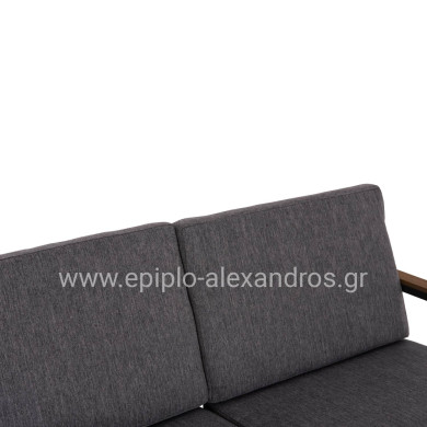 OUTDOOR 2-SEATER SOFA SAFIN HM6279.03 ALUMINUM & CUSHIONS IN ANTHRACITE 140x70x77Hcm.
