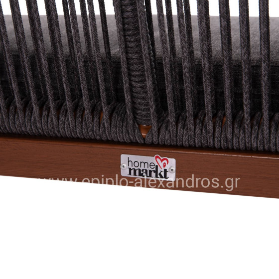 ΚΑΝΑΠΕΣ 2ΘΕΣΙΟΣ MYRTIA HM5550.11 AΛΟΥΜΙΝΙΟ ΚΑΦΕ--ΑΝΘΡΑΚΙ P.E. ΣΧΟΙΝΙ 123x61x90Υεκ